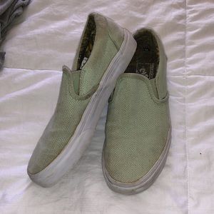 Light green slip on vans
